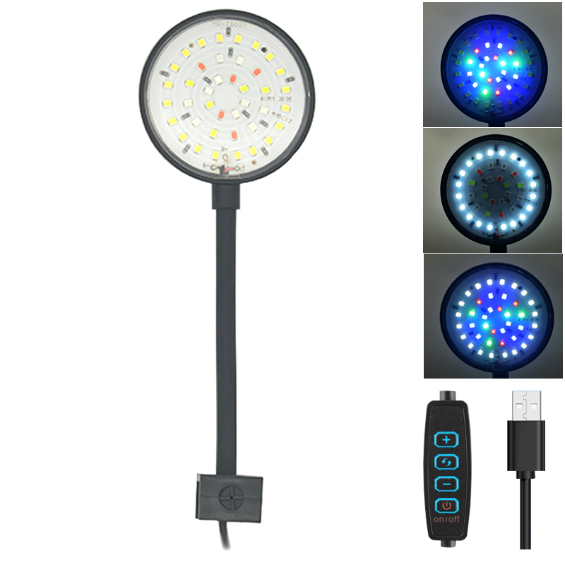 Aquarium Fish Light Lamp - USB 水族館 LED ランプ水槽ライト装飾水生植物複数のモード調光可能な明度フルスペクトルミニクリップライト 5V