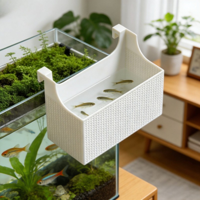 Aquarium Fish Trap - 1個入り 魚繁殖隔離ボックス 水槽稚魚エビ孵化分離ネットボックス グッピー、ベタ、稚魚分離用