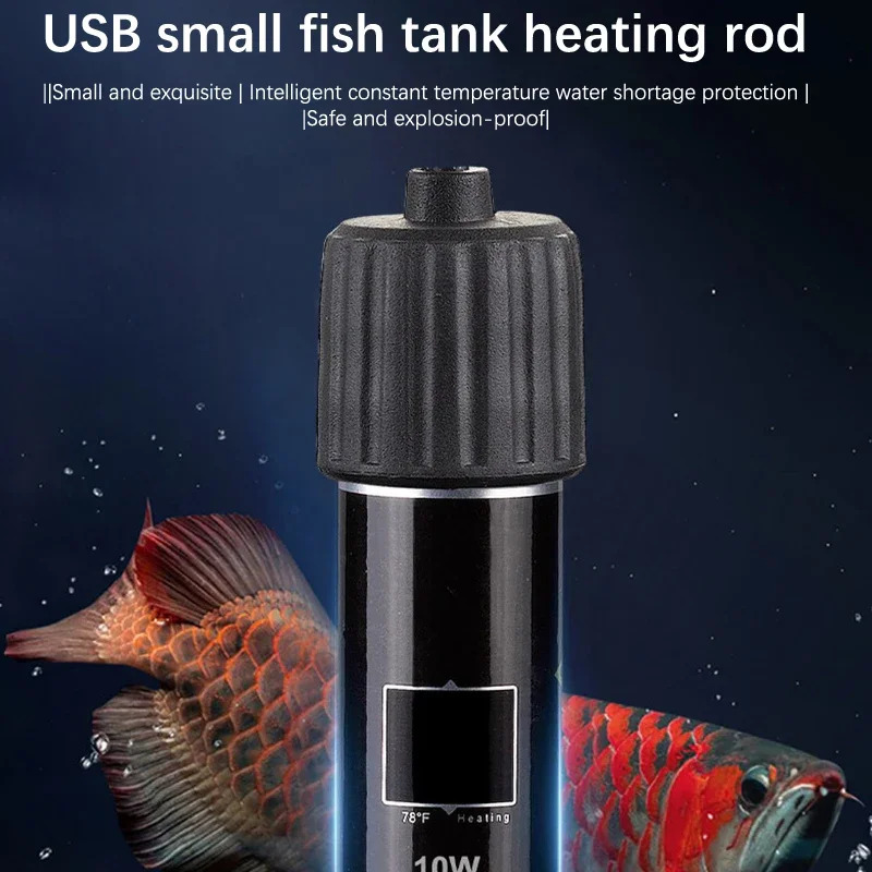 Aquarium Fish And Supplies - USBミニ水槽用加熱棒、26 ° C 恒温水中サーモスタット、小型水槽用 10W ヒーター
