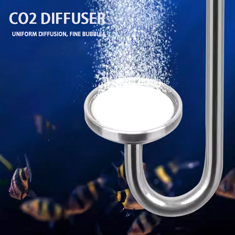 Co2 Diffuser Planted - 水族館のCO2ネブライザー,アルミニウム合金,セラミックプレート,吸盤,CO2ディフューザー,水槽,CO2ジェネレーター,水生植物,噴霧器