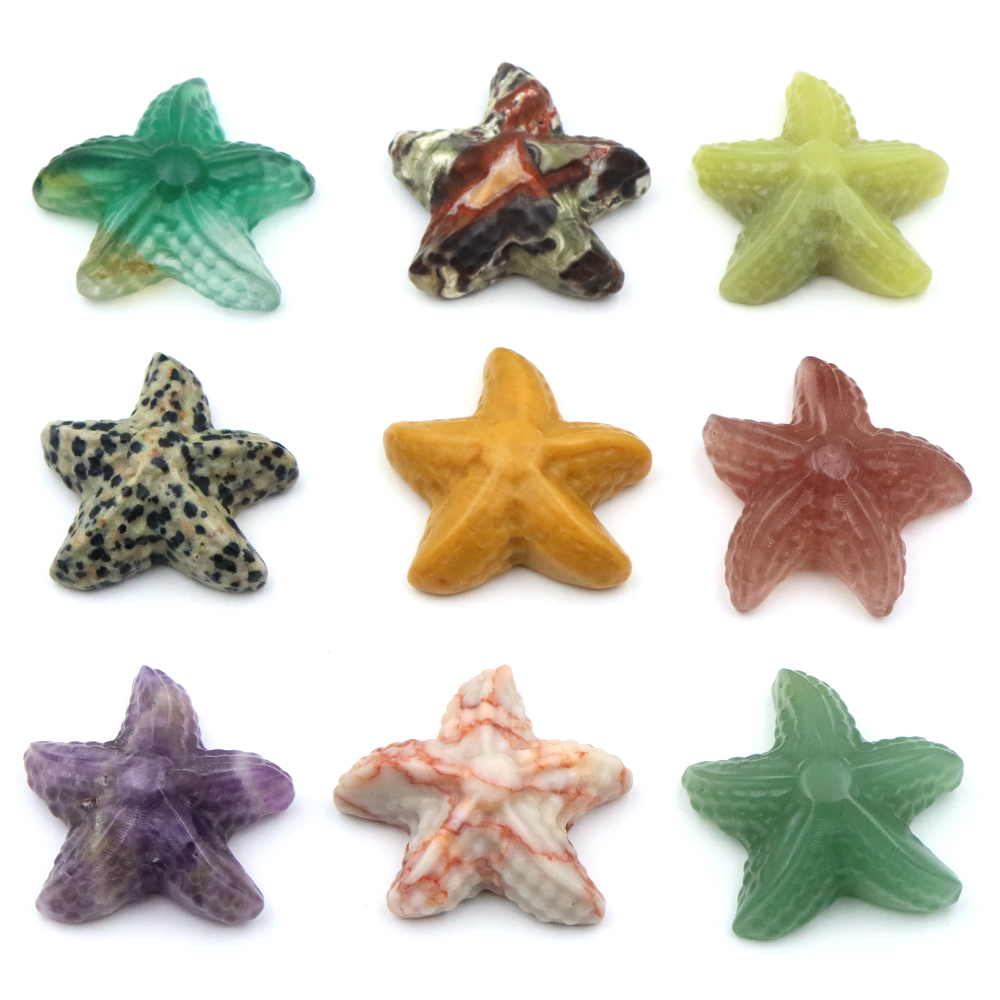 Aquarium Fish Marine - 35 ミリメートルヒトデの形の像海洋動物天然石ヒーリングクリスタル彫刻工芸品魚水族館家の装飾新年ギフト