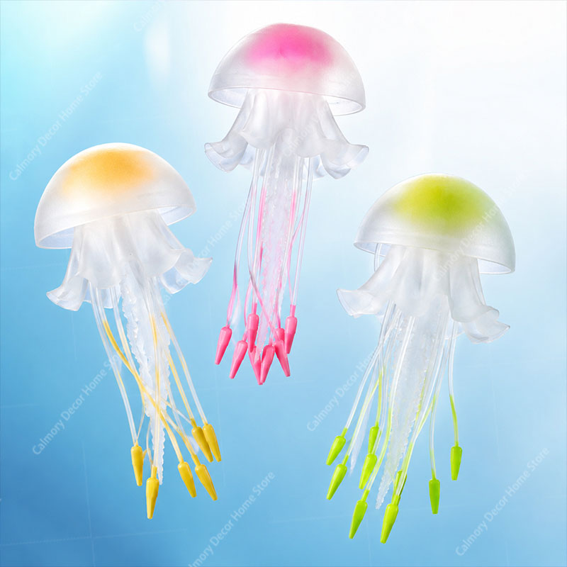 Aquarium Fish Marine - 創造的な模擬浮遊蛍光発光効果クラゲ水槽装飾魚タンク水中装飾品ミニチュア