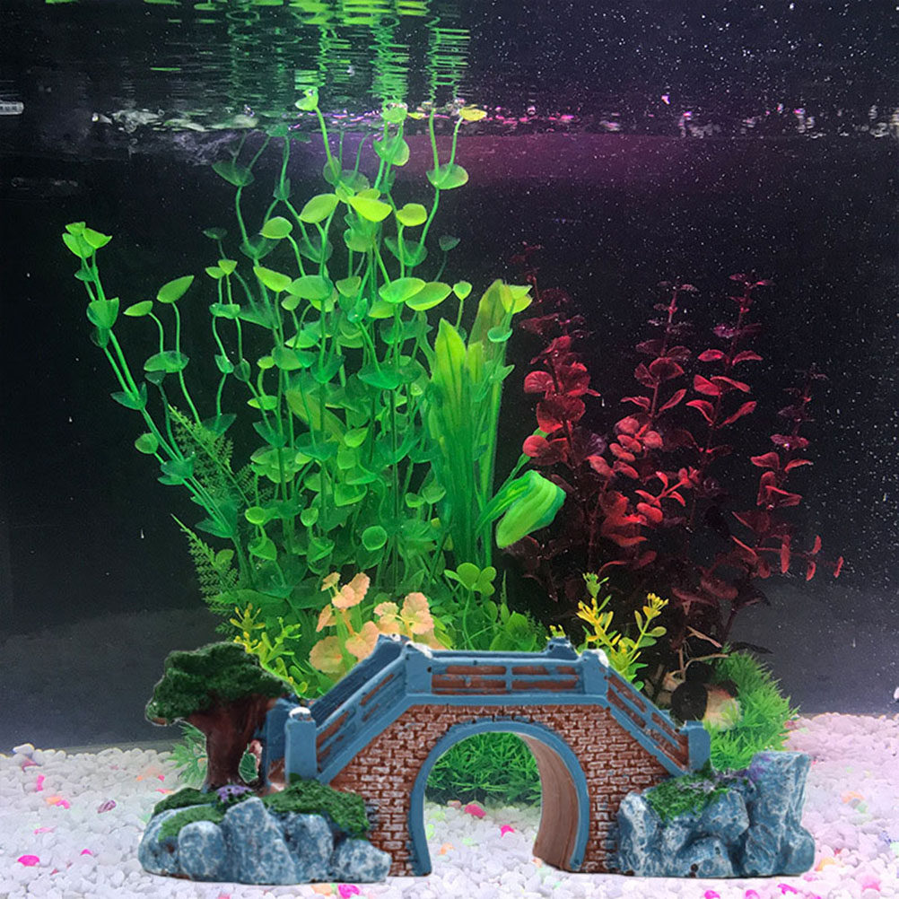 水槽用樹脂製橋飾り、装飾的な水槽オーナメント、偽物の岩の風景 - Aquarium Fish Bridge のレビューと価格