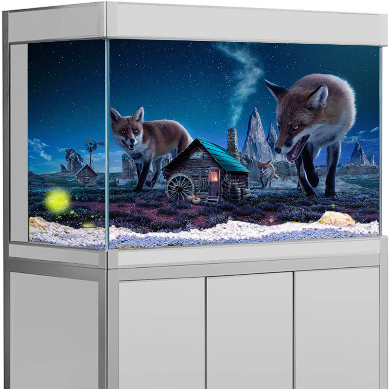 水族館背景ステッカー神秘的なキツネとオーロラの景色ポスター水 - Aquarium Fish Wallpaper のレビューと価格