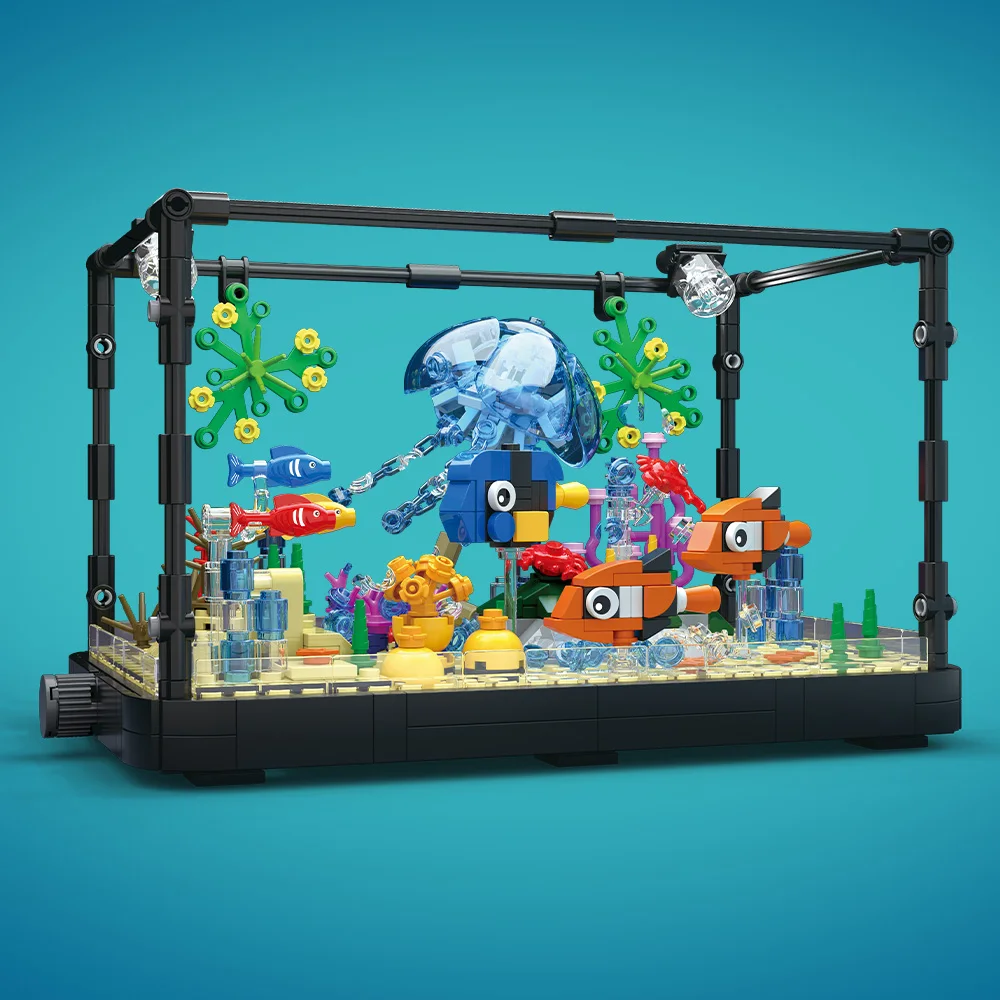 ライト付き水槽ビルディングブロックセット、水槽、海洋カメ、1 - Aquarium Fish Marine のレビューと価格