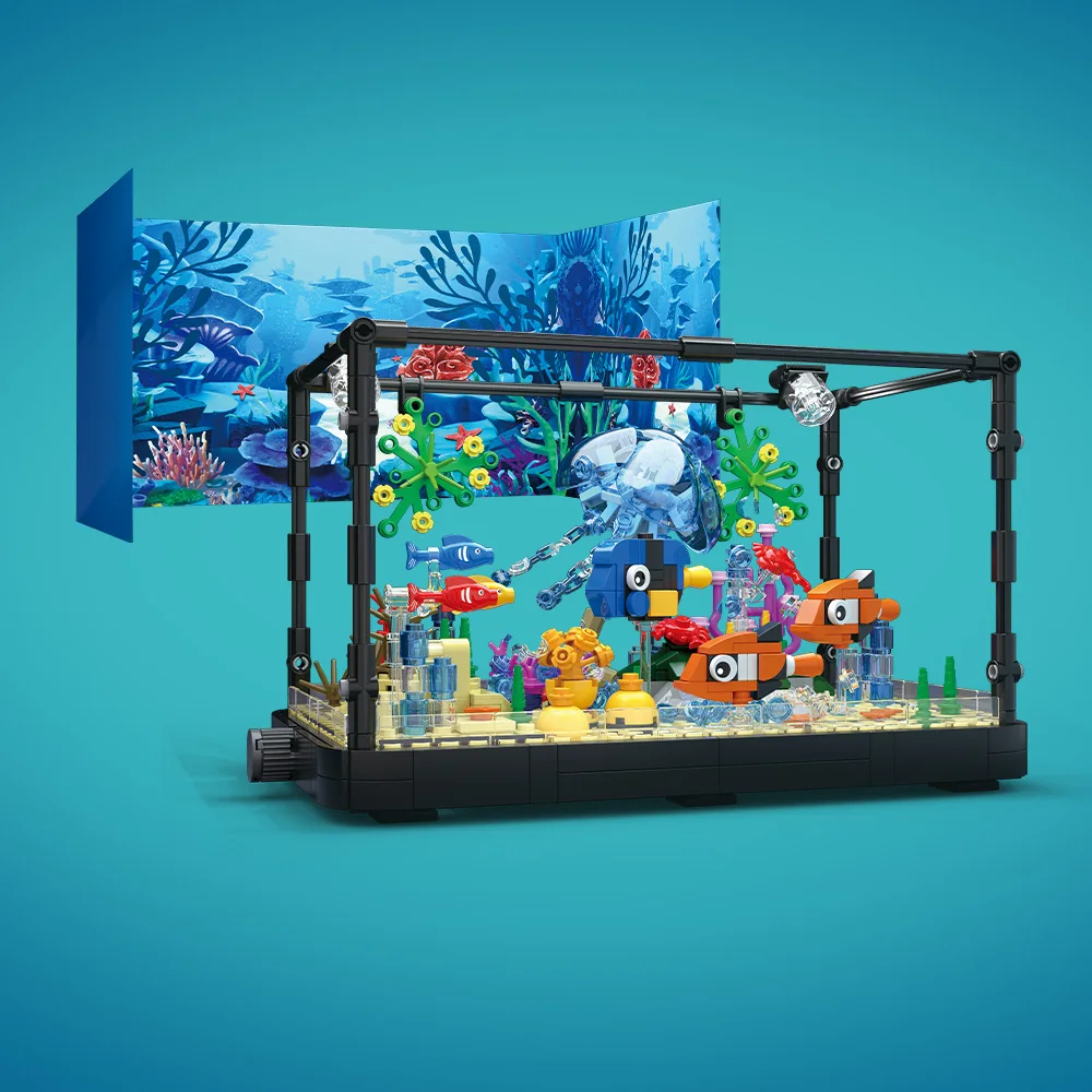 ライト付き水槽ビルディングブロックセット、水槽、海洋カメ、1 - Aquarium Fish Marine のレビューと価格