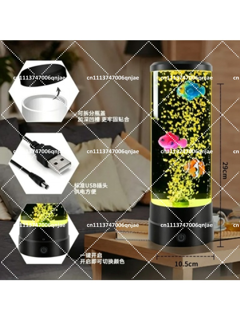 シミュレーションLED電子魚タンク水槽、色が変わるバブルフィ - Aquarium Fish Light Lamp のレビューと価格