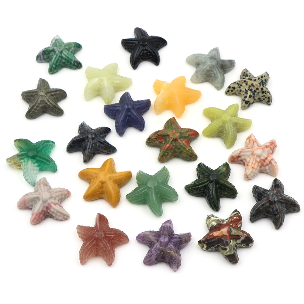 35 ミリメートルヒトデの形の像海洋動物天然石ヒーリングクリ - Aquarium Fish Marine のレビューと価格
