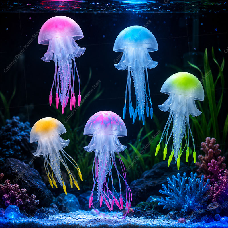 創造的な模擬浮遊蛍光発光効果クラゲ水槽装飾魚タンク水中装飾品 - Aquarium Fish Marine のレビューと価格